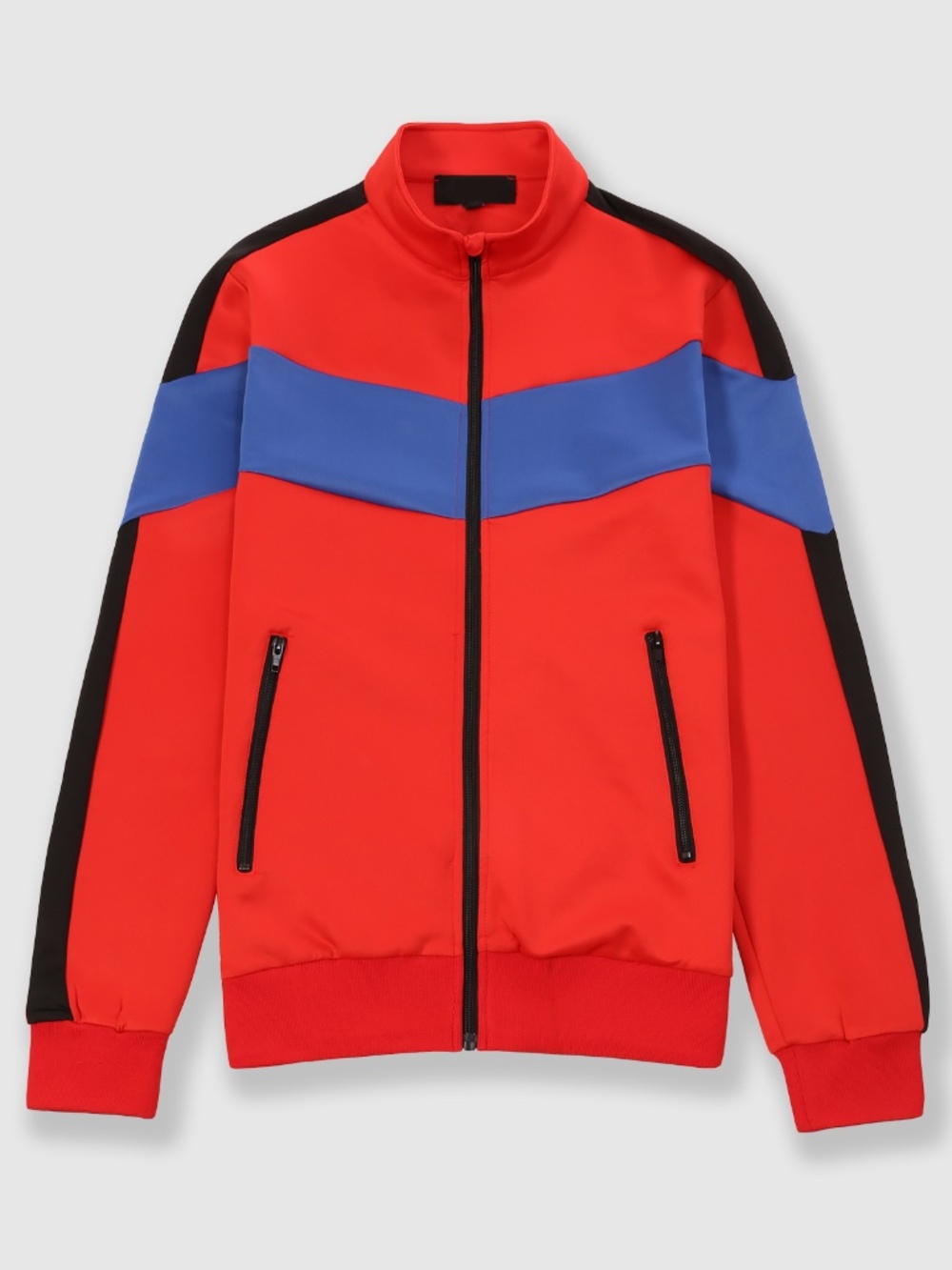 NWT FXN Men's Retro Colorblock Track Jacket Red Blue Black